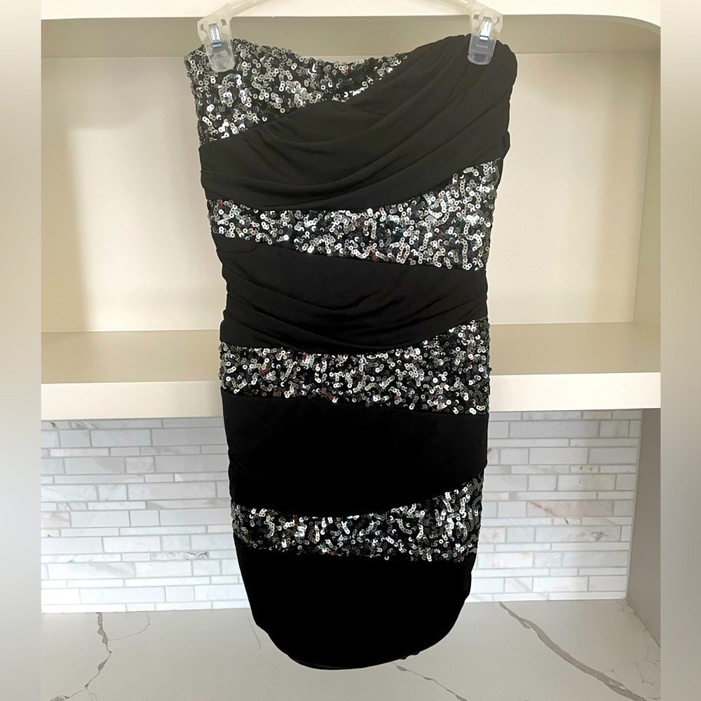 Windsor Womens Black Sequins cocktail Mini Dress